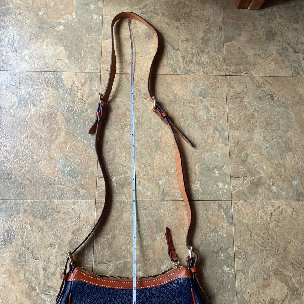 Dooney & Bourke Navy and Brown pebble Leather Crossbody Bag - Picture 3 of 15